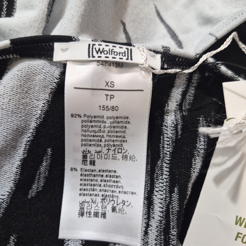 Wolford Bodysuit Paintbrush Print White Black Racerback Womens Size XS NWT - Picture 8 of 11